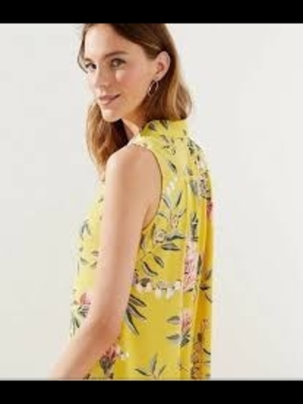 LOFT Yellow Floral Tie-Front Sleeveless Camisole - Picture 2 of 7